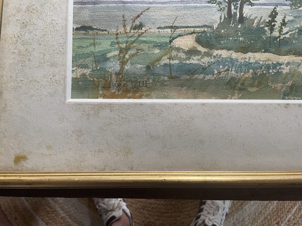 Aquarelle encadrée signée Baie de Somme au Cap Hornu-Acquerello incorniciato firmato Baie de Somme a Cap Hornu – Image 9