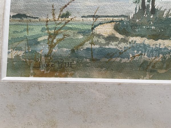 Aquarelle encadrée signée Baie de Somme au Cap Hornu-Acquerello incorniciato firmato Baie de Somme a Cap Hornu – Image 10