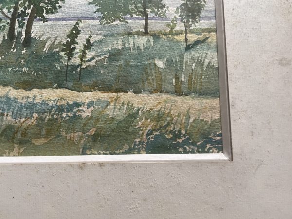 Aquarelle encadrée signée Baie de Somme au Cap Hornu-Acquerello incorniciato firmato Baie de Somme a Cap Hornu – Image 6