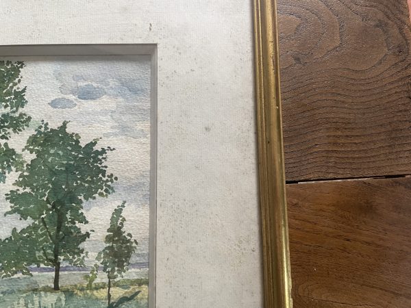 Aquarelle encadrée signée Baie de Somme au Cap Hornu-Acquerello incorniciato firmato Baie de Somme a Cap Hornu – Image 7