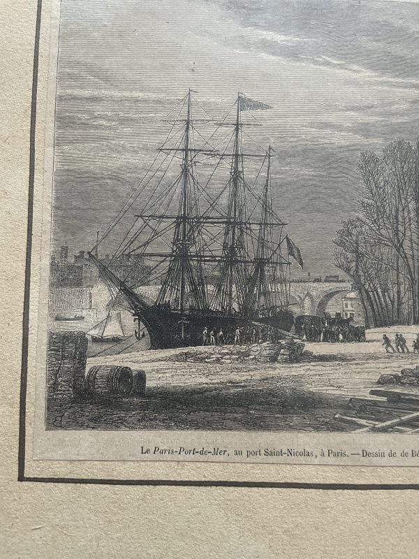 Incisione incorniciata Parigi - Porto marittimo - Gravure encadrée Paris -Port de Mer – Image 3