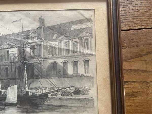 Gravure encadrée Port Saint Nicolas Paris-Incizione incorniciato Port Saint Nicolas Paris - barca sulla Seine ( – Image 5