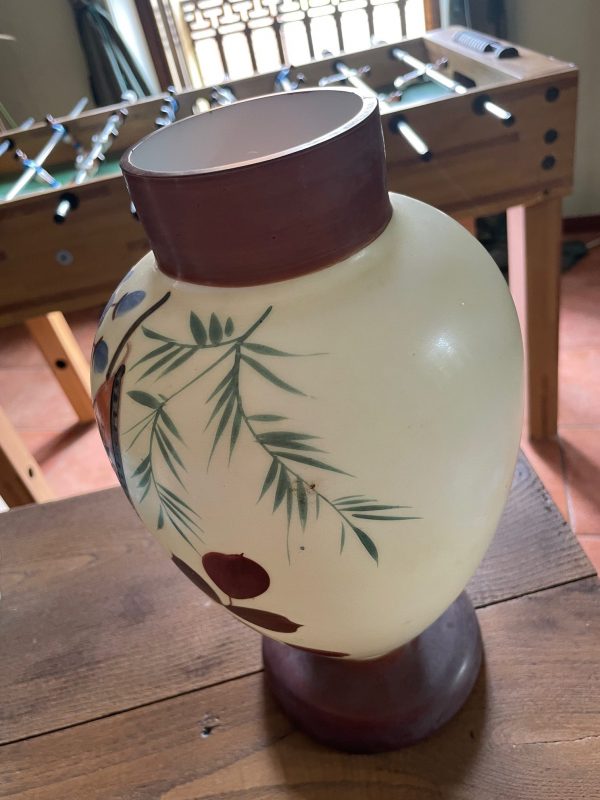 Vaso in opalino con decoro floreale e di uccelli, anni '900-Vase en opaline décor floral et oiseaux années 1900 – Image 9