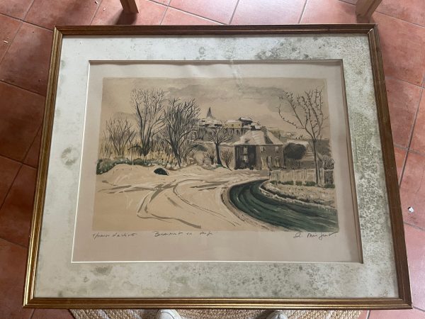 Prova d'artista incorniciata firmata Beaumont en Auge Normandia-Epreuve d'artiste encadrée signée Beaumont en Auge Normandie – Image 2