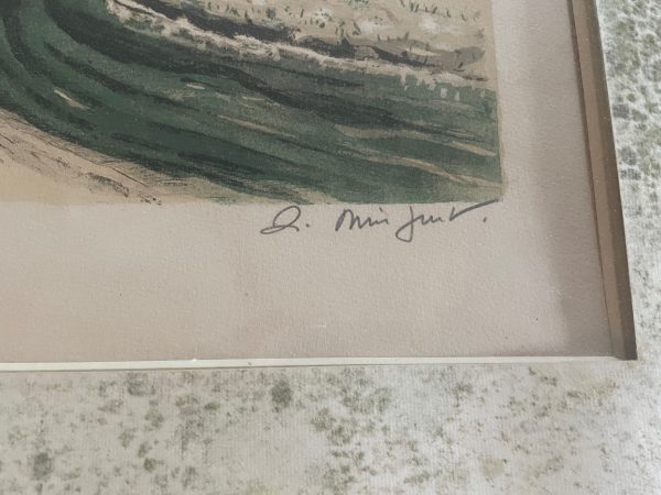 Prova d'artista incorniciata firmata Beaumont en Auge Normandia-Epreuve d'artiste encadrée signée Beaumont en Auge Normandie – Image 3