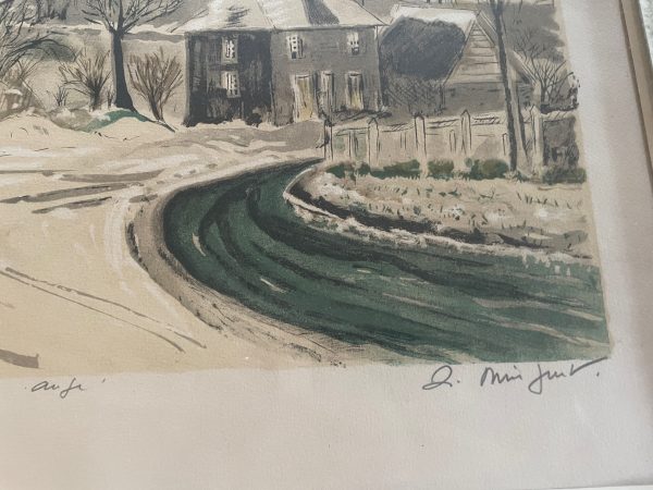 Prova d'artista incorniciata firmata Beaumont en Auge Normandia-Epreuve d'artiste encadrée signée Beaumont en Auge Normandie – Image 8
