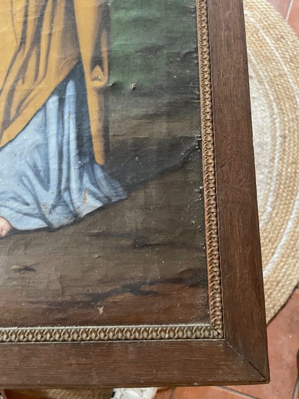 Olio su tela con cornice Sacra Famiglia XIX secolo-Huile sur toile encadrée Sainte Famille 19ème siècle – Image 7