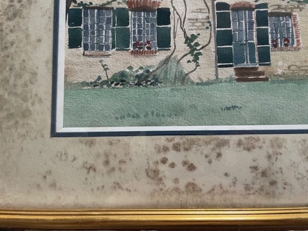 Acquerello incorniciato - Casa - Normandia - Firmato-Aquarelle encadrée - Maison- Normandie- Signée – Image 5