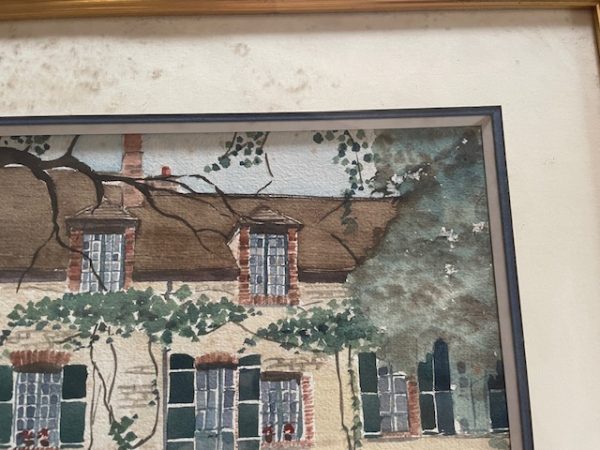 Acquerello incorniciato - Casa - Normandia - Firmato-Aquarelle encadrée - Maison- Normandie- Signée – Image 8