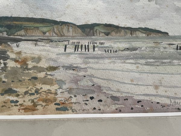 Acquerello incorniciato - Pourville - Normandia - Firmato-Aquarelle encadrée - Pourville- Normandie- Signée – Image 2