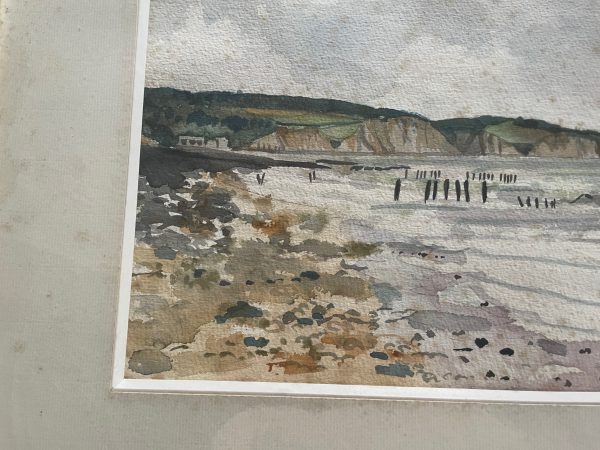 Acquerello incorniciato - Pourville - Normandia - Firmato-Aquarelle encadrée - Pourville- Normandie- Signée – Image 5