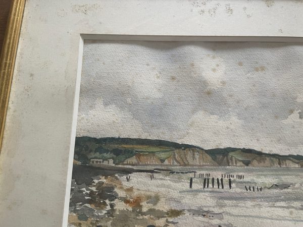 Acquerello incorniciato - Pourville - Normandia - Firmato-Aquarelle encadrée - Pourville- Normandie- Signée – Image 4