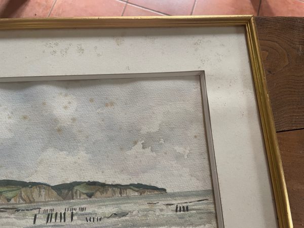 Acquerello incorniciato - Pourville - Normandia - Firmato-Aquarelle encadrée - Pourville- Normandie- Signée – Image 7