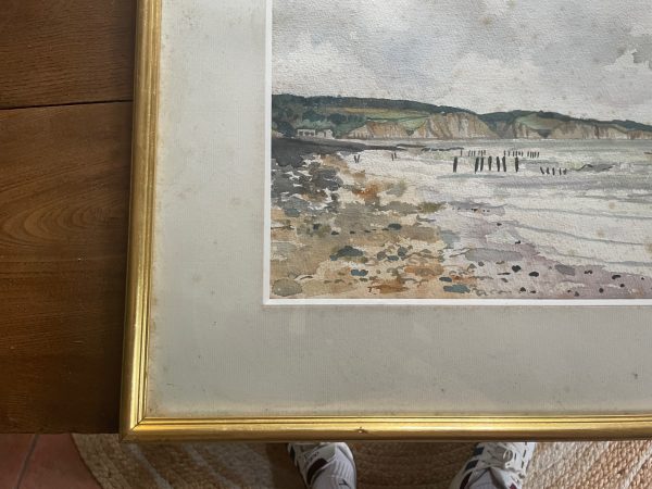 Acquerello incorniciato - Pourville - Normandia - Firmato-Aquarelle encadrée - Pourville- Normandie- Signée – Image 3