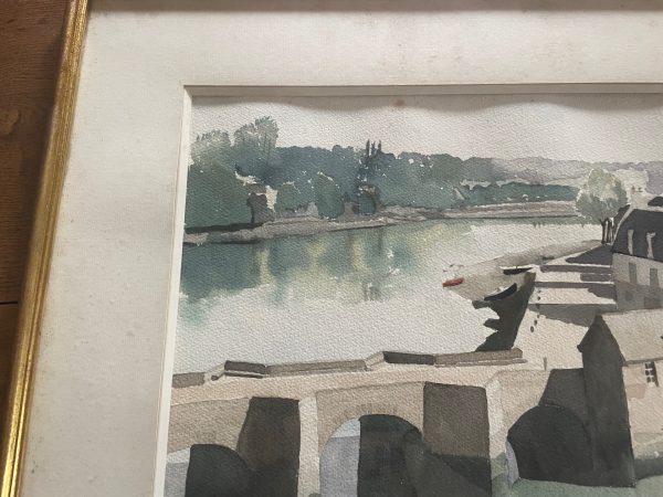 Acquerello incorniciato - Auray - Saint Goustan - Bretagna - Firmato-Aquarelle encadrée - Auray- Saint Goustan - Bretagne- Signée – Image 2