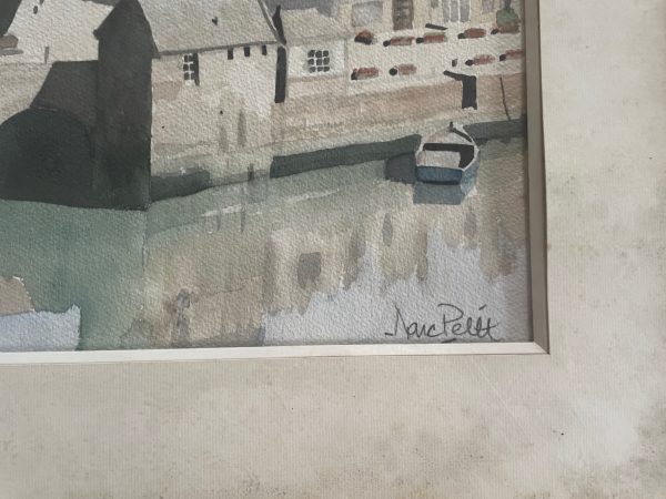 Acquerello incorniciato - Auray - Saint Goustan - Bretagna - Firmato-Aquarelle encadrée - Auray- Saint Goustan - Bretagne- Signée – Image 3