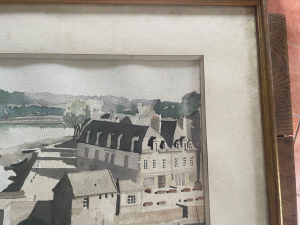 Acquerello incorniciato - Auray - Saint Goustan - Bretagna - Firmato-Aquarelle encadrée - Auray- Saint Goustan - Bretagne- Signée – Image 4