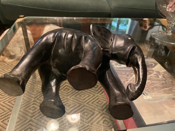 Elefante in legno intagliato - ebano-Eléphant en bois sculpté-ébène – Image 4
