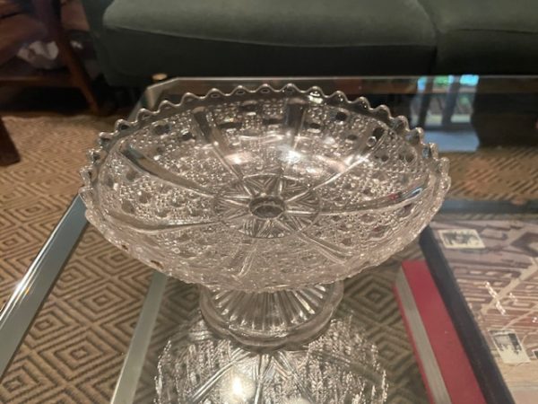 Tazza di caramelle su piedistallo in vetro stampato-Coupe drageoir sur piedouche en verre moulé – Image 3
