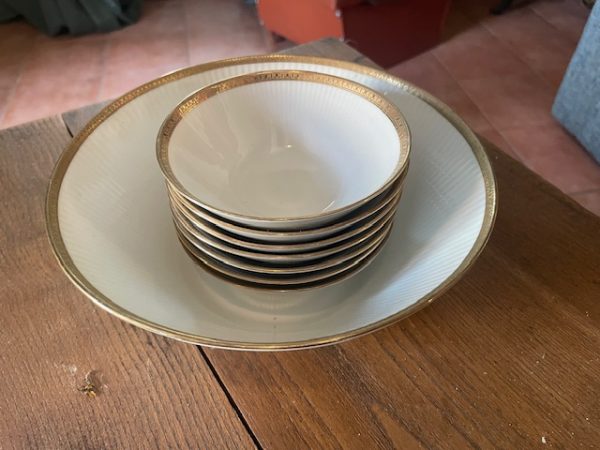 Set di frutta in porcellana bianca e oro bavarese-Service à fruits en porcelaine blanche et dorée de Baviere – Image 7