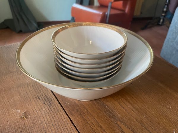 Set di frutta in porcellana bianca e oro bavarese-Service à fruits en porcelaine blanche et dorée de Baviere – Image 6