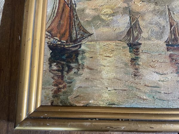 Olio su tela "Barche a vela" - Francia - Huile sur toile "Voiliers" - France – Image 3