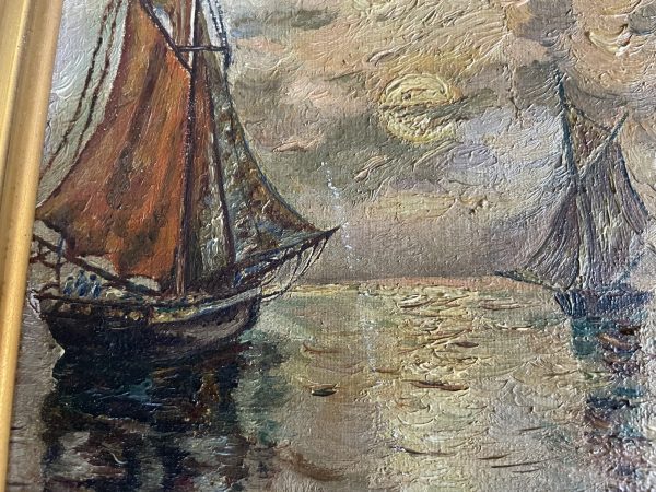 Olio su tela "Barche a vela" - Francia - Huile sur toile "Voiliers" - France – Image 2