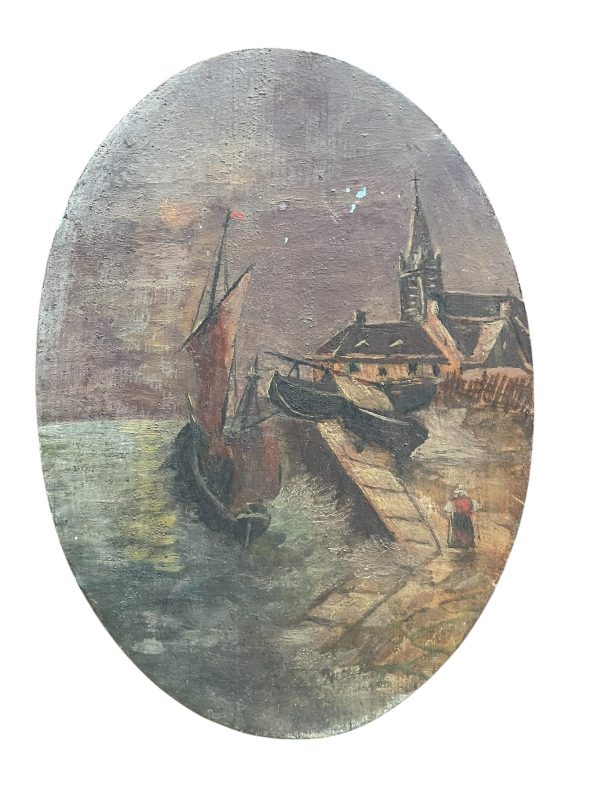 Marina su legno Francia XIX secolo-Marine sur bois France 19ème siècle