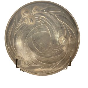 Coupe vide-poche Art Déco verre opalescent Sabino Les pavots - Ciotola in vetro opalescente Art Déco con papaveri Sabino