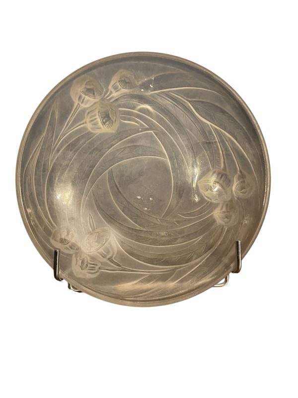 Coupe vide-poche Art Déco verre opalescent Sabino Les pavots - Ciotola in vetro opalescente Art Déco con papaveri Sabino