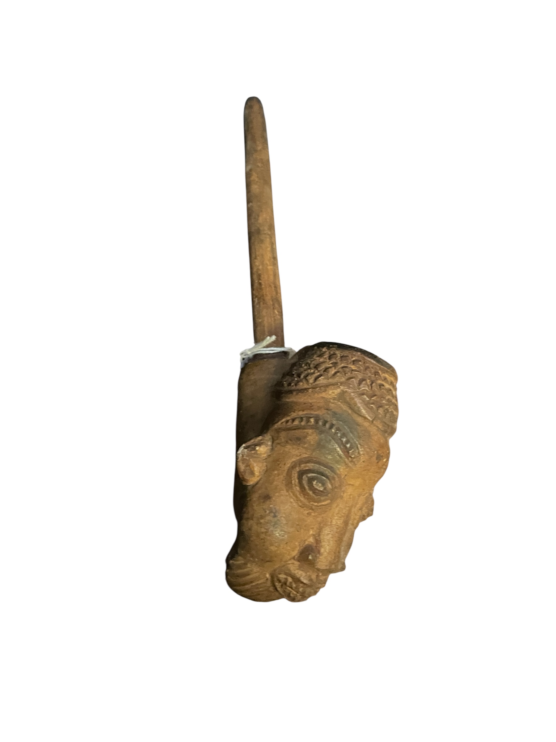 Pipe en bois Bamikele du Cameroun à figure d'homme-Pipa di legno Bamikele del Camerun con figura maschile