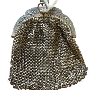 Borsa a rete metallica argentata degli anni '900-Porte monnaie en mailles de métal argenté année 1900 (Copie)