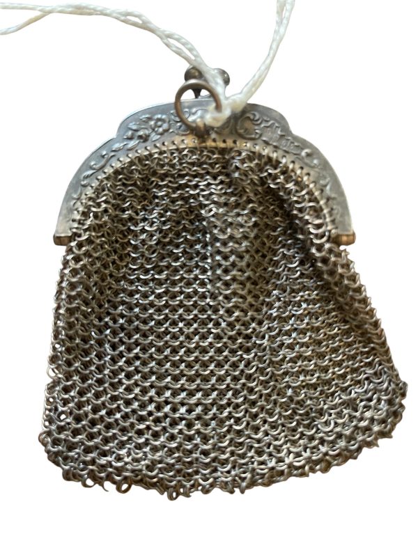 Borsa a rete metallica argentata degli anni '900-Porte monnaie en mailles de métal argenté année 1900 (Copie)