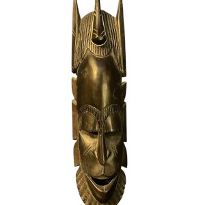 Masque africain à suspendre en bois noir-Maschera africana appesa in legno nero