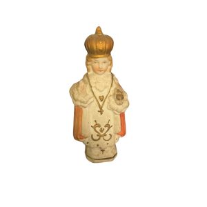 Statuette Enfant Jésus de Prague en porcelaine biscuit polychrome France-Statuetta del Bambino Gesù di Praga in porcellana biscuit policroma Francia