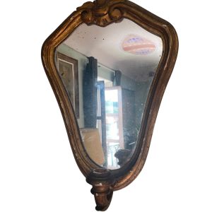 Specchio in legno dorato con ramo luminoso-Miroir en bois doré avec branche de lumière