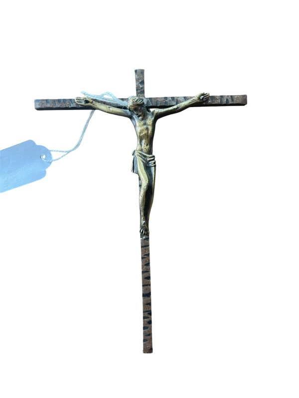 Crocifisso in bronzo e metallo-Crucifix en bronze et métal