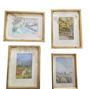 4 acquerelli incorniciati Paesaggi della Francia - 4 aquarelles encadrées Paysages de France