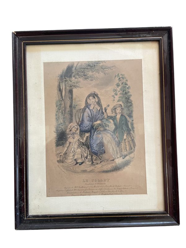 Tavola di moda nota come incisione di una signora, XIX secolo-Gravure de mode dite gravure de dame 19ème siècle