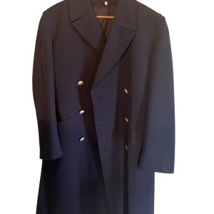 Cappotto blu originale della Bundeswehr Luftwaffe - esercito tedesco doppiopetto in cotone-Manteau original de la Bundeswehr Luftwaffe bleu - Coton à double boutonnage de l’armée allemande