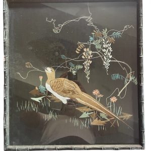 Pannello in tessuto incorniciato, opera asiatica, anni 1900-Panneau en tissu encadré Travail asiatique années 1900