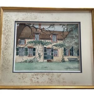 Acquerello incorniciato - Casa - Normandia - Firmato-Aquarelle encadrée - Maison- Normandie- Signée