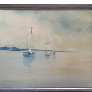 Olio su tela con cornice - Marina - Francia-Huile sur toile encadrée - Marine - France