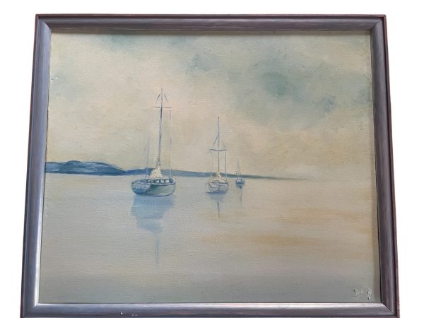 Olio su tela con cornice - Marina - Francia-Huile sur toile encadrée - Marine - France