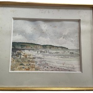 Acquerello incorniciato - Pourville - Normandia - Firmato-Aquarelle encadrée - Pourville- Normandie- Signée