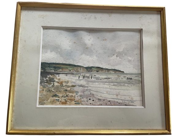 Acquerello incorniciato - Pourville - Normandia - Firmato-Aquarelle encadrée - Pourville- Normandie- Signée