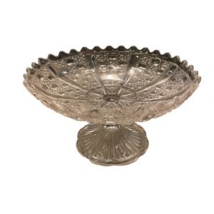 Tazza di caramelle su piedistallo in vetro stampato-Coupe drageoir sur piedouche en verre moulé