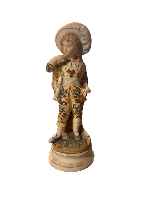 Figurina in porcellana di Dresda - giovane uomo in costume-Figurine en porcelaine de Dresde- jeune homme en costume