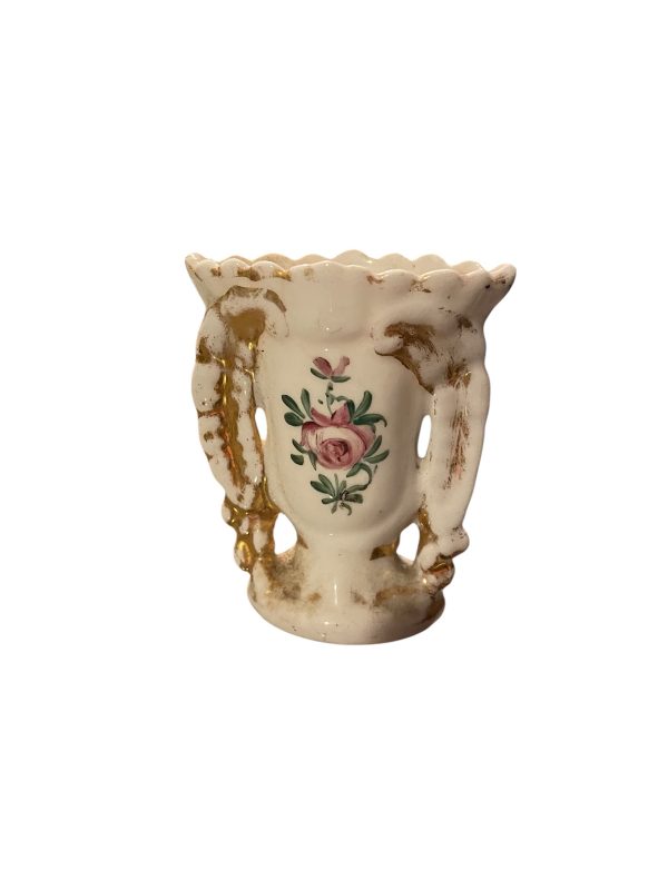 Vaso nuziale in porcellana bianca con decorazioni dipinte-Vase de mariée en porcelaine blanche et décors peints