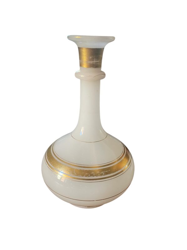 Bottiglia in opalino bianco con finiture in oro - Napoleone III-Flacon en opaline blanche avec liserés dorés - Napoléon III